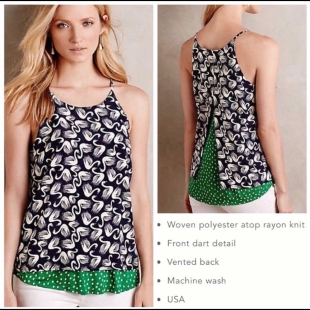 Anthropologie Porridge Swan Dot Tank